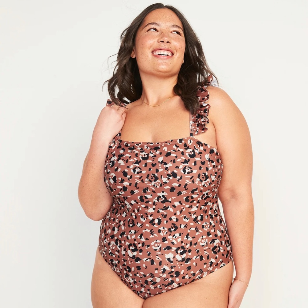 Old navy ruffles swim suit - leopard
